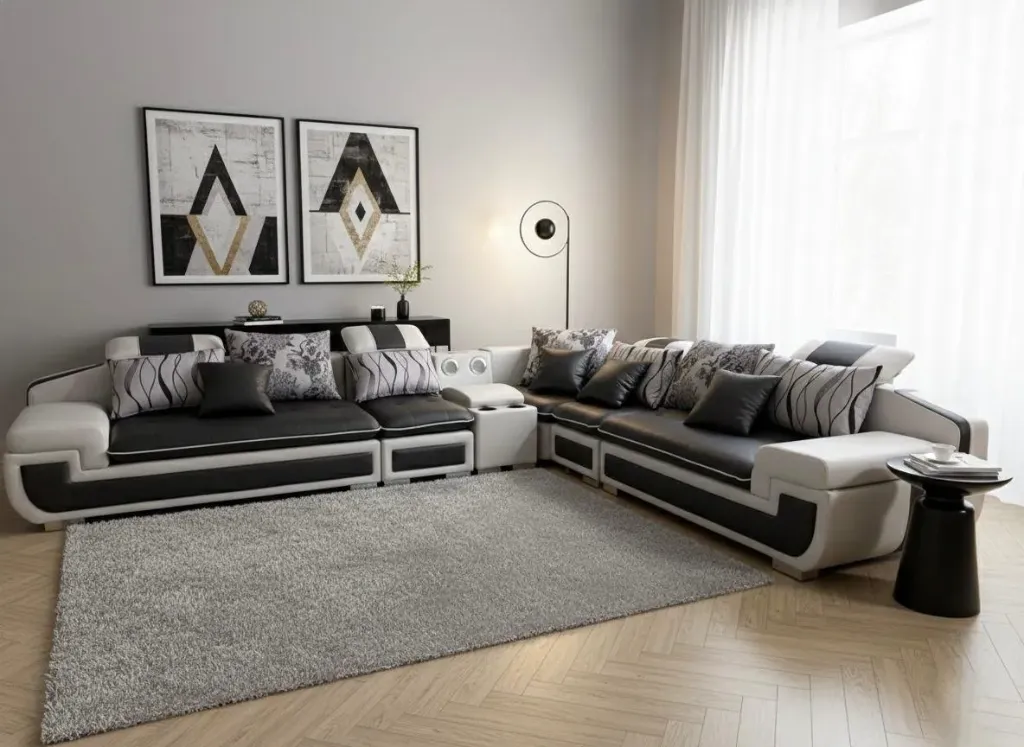 Sofá Seccional Black/White 6 Piezas